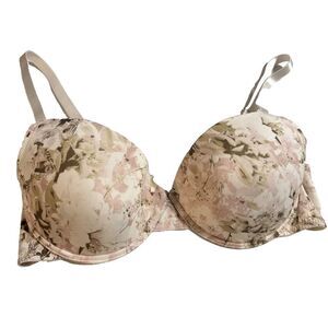 Danskin Intimates T-Shirt Bra UNDERWIRE‎ Lightly Padded Size 40C Floral Cream
